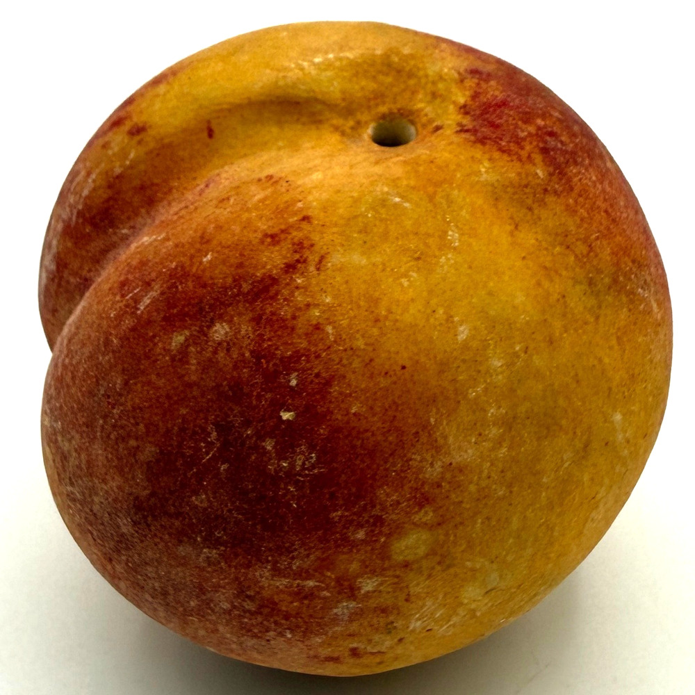 Alabaster Stone Fruit Peach Realistic Split Ripe Blush Carved Marbled No Stem